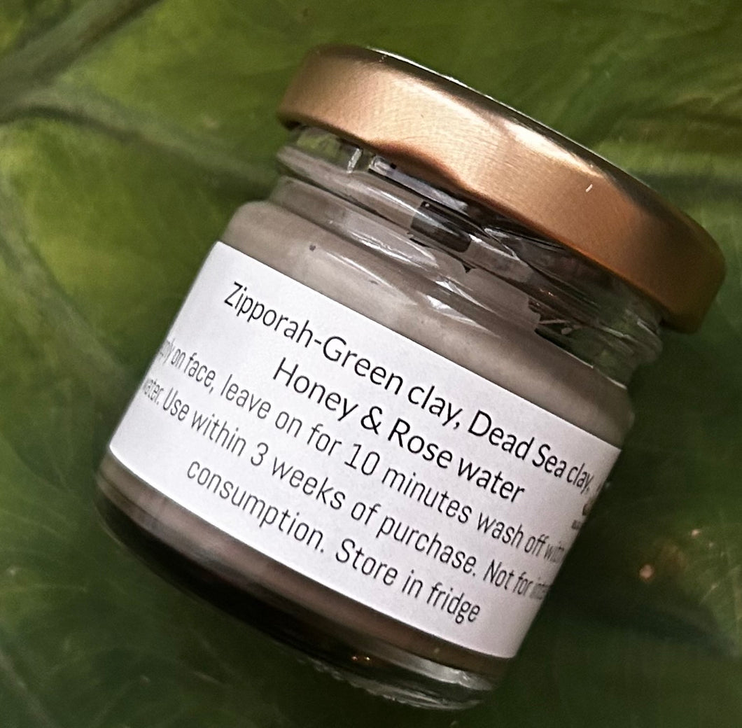 Zipporah-Green clay, Dead Sea Clay,Honey & Rose Water (Natural Facemask)